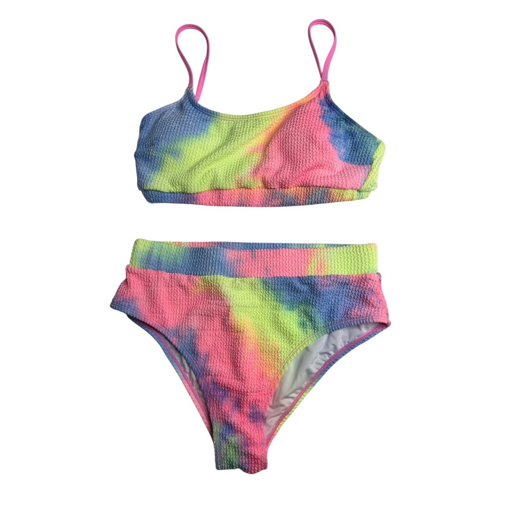 Cupshe NWT Tie-Dye Wash Textured Scoop Neck Top & High Waist Bikini Set Size M - Picture 2 of 12